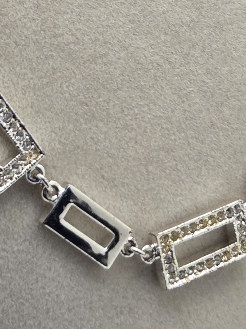 Signed Napier Rhodium Plated Art Deco Style Rhinestone Link Necklace - Picture 13 of 16